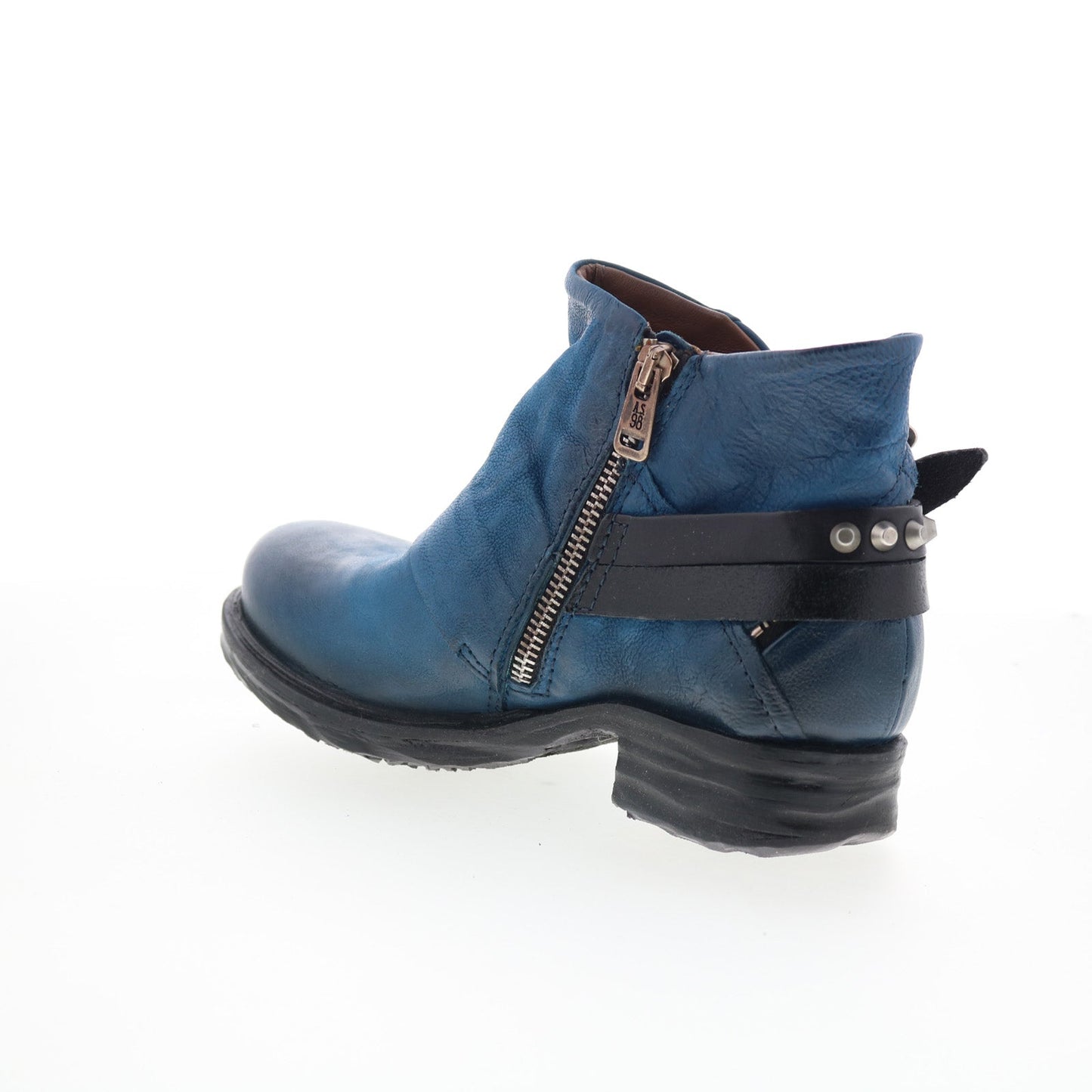 A.S. 98 Steve Womens Blue Leather Zipper Ankle & Booties Boots