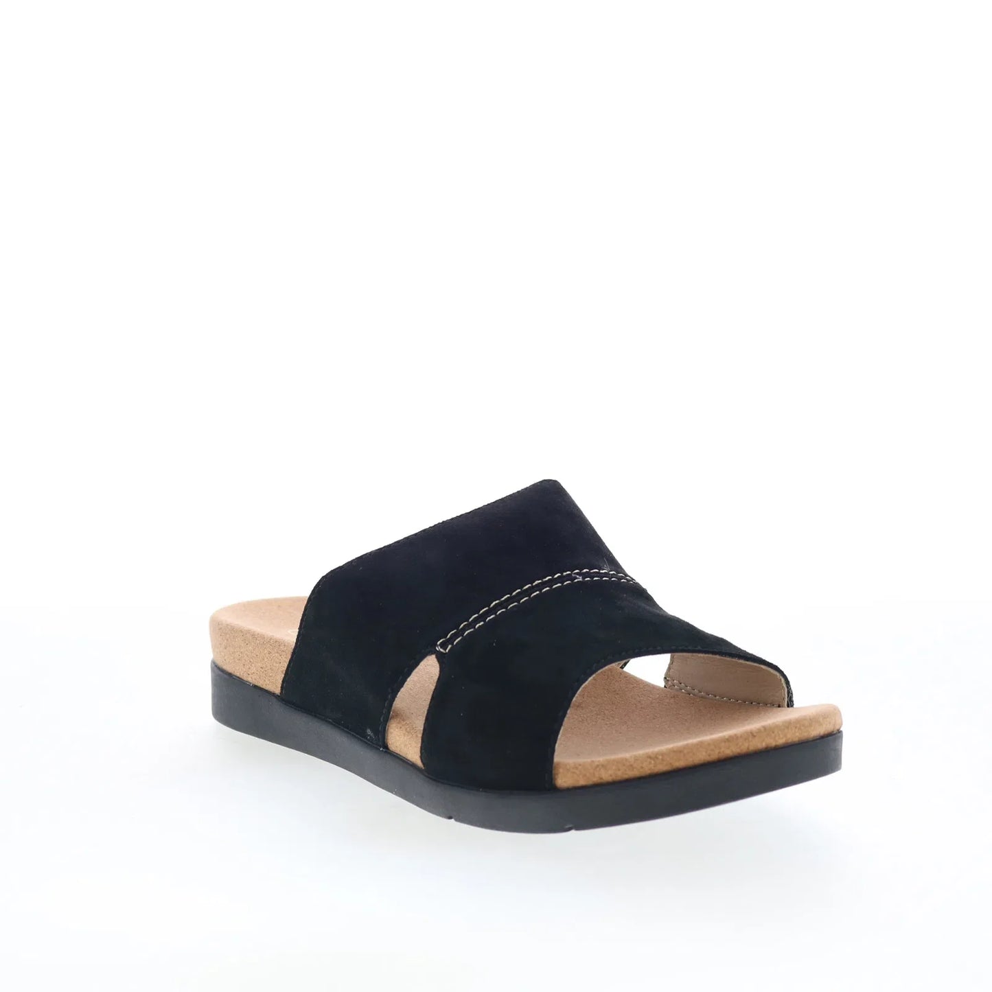 Spenco Sunrise Slide SP1218BLK Womens Black Nubuck Slides Sandals Shoes