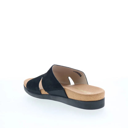 Spenco Sunrise Slide SP1218BLK Womens Black Nubuck Slides Sandals Shoes
