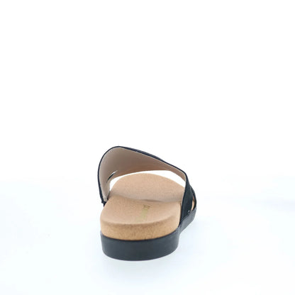 Spenco Sunrise Slide SP1218BLK Womens Black Nubuck Slides Sandals Shoes