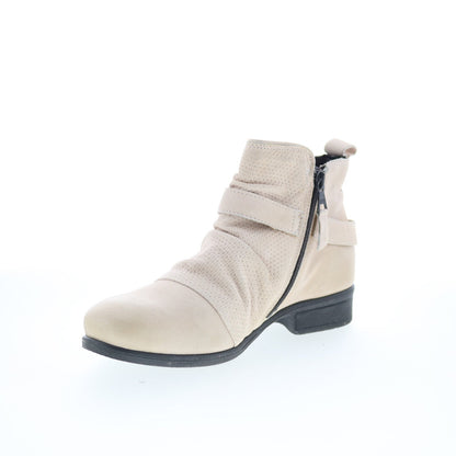 Miz Mooz Suzy Womens Beige Leather Zipper Ankle & Booties Boots