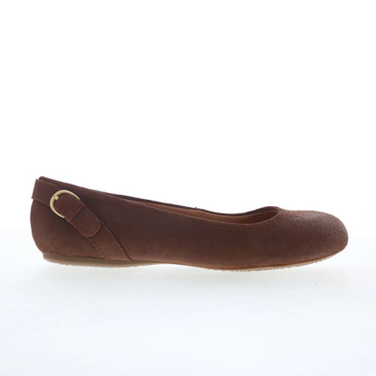 Softwalk Sydney S2461-239 Womens Brown Suede Slip On Ballet Flats Shoes