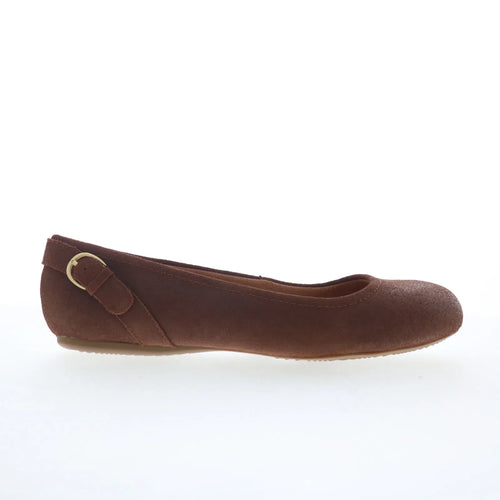 Softwalk Sydney S2461-239 Womens Brown Suede Slip On Ballet Flats Shoes