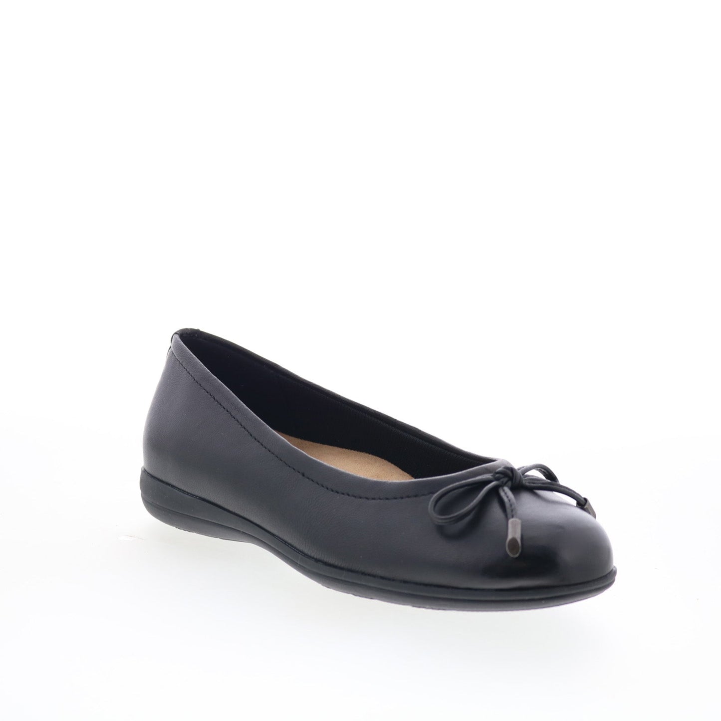 Trotters Dellis T2054-001 Womens Black Leather Slip On Ballet Flats Shoes