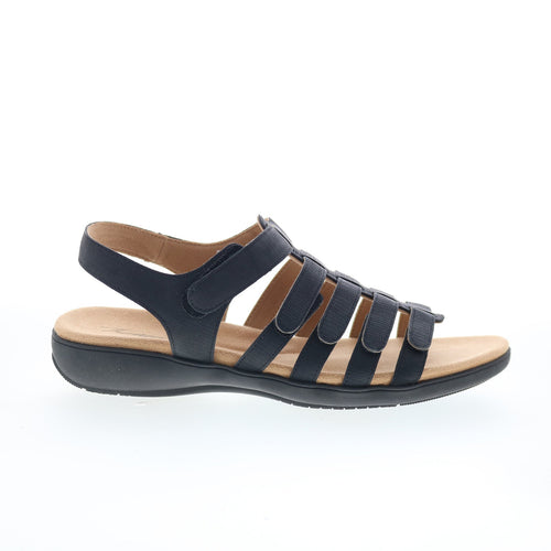 Trotters Tiki T2109-036 Womens Black Nubuck Strap Sandals Shoes