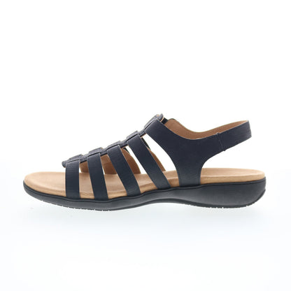 Trotters Tiki T2109-036 Womens Black Nubuck Strap Sandals Shoes