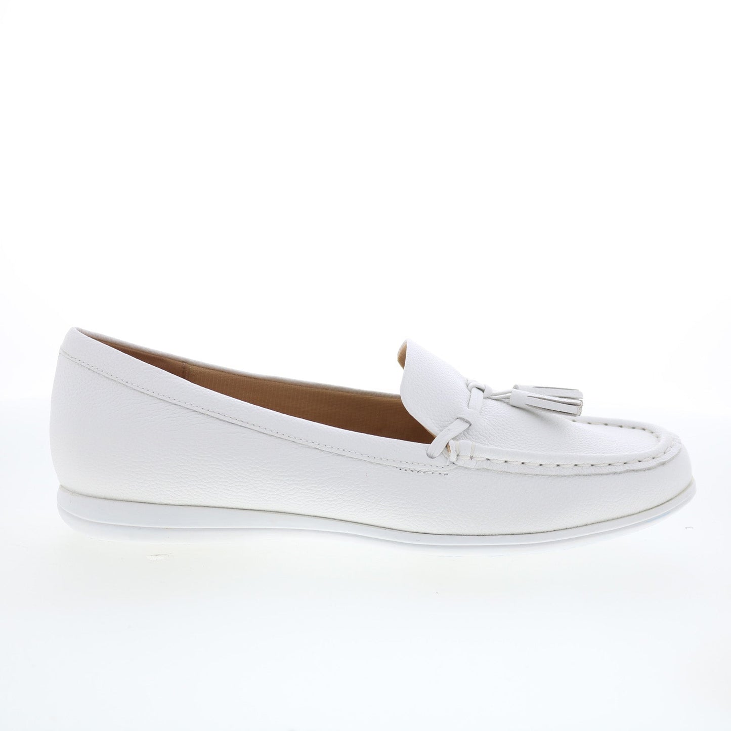 Trotters Dawson T2254-100 Womens White Leather Slip On Loafer Flats Shoes