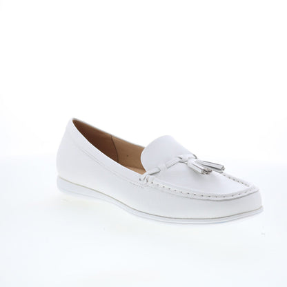 Trotters Dawson T2254-100 Womens White Leather Slip On Loafer Flats Shoes