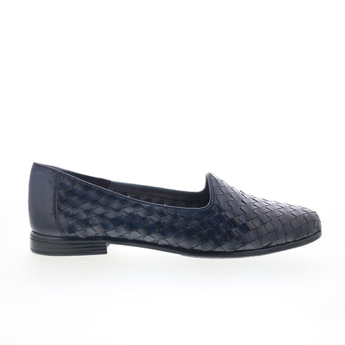 Trotters Lizette T2365-400 Womens Blue Leather Slip On Loafer Flats Shoes
