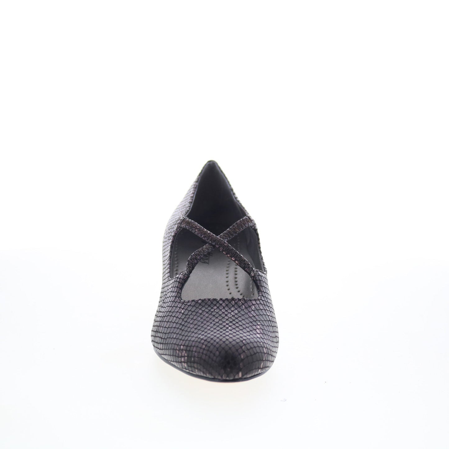 Trotters Jamie T2481-746 Womens Black Leather Slip On Pumps Heels Shoes