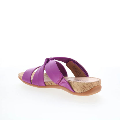 Softwalk Tallulah S2515-664 Womens Purple Leather Strap Slides Sandals Shoes