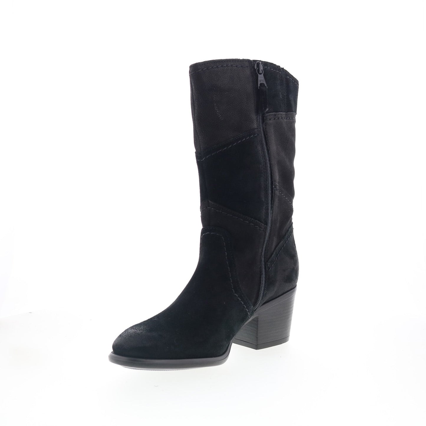 Miz Mooz Tansy Womens Black Suede Slip On Mid Calf Boots