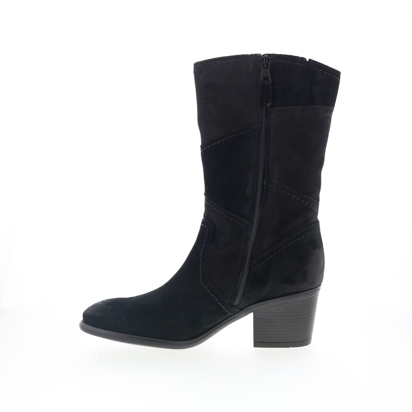Miz Mooz Tansy Womens Black Suede Slip On Mid Calf Boots