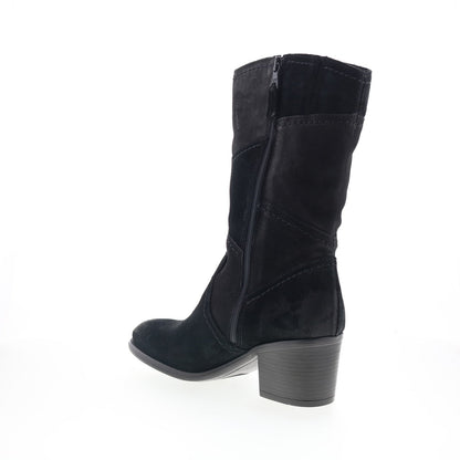 Miz Mooz Tansy Womens Black Suede Slip On Mid Calf Boots