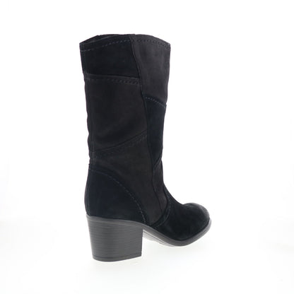 Miz Mooz Tansy Womens Black Suede Slip On Mid Calf Boots