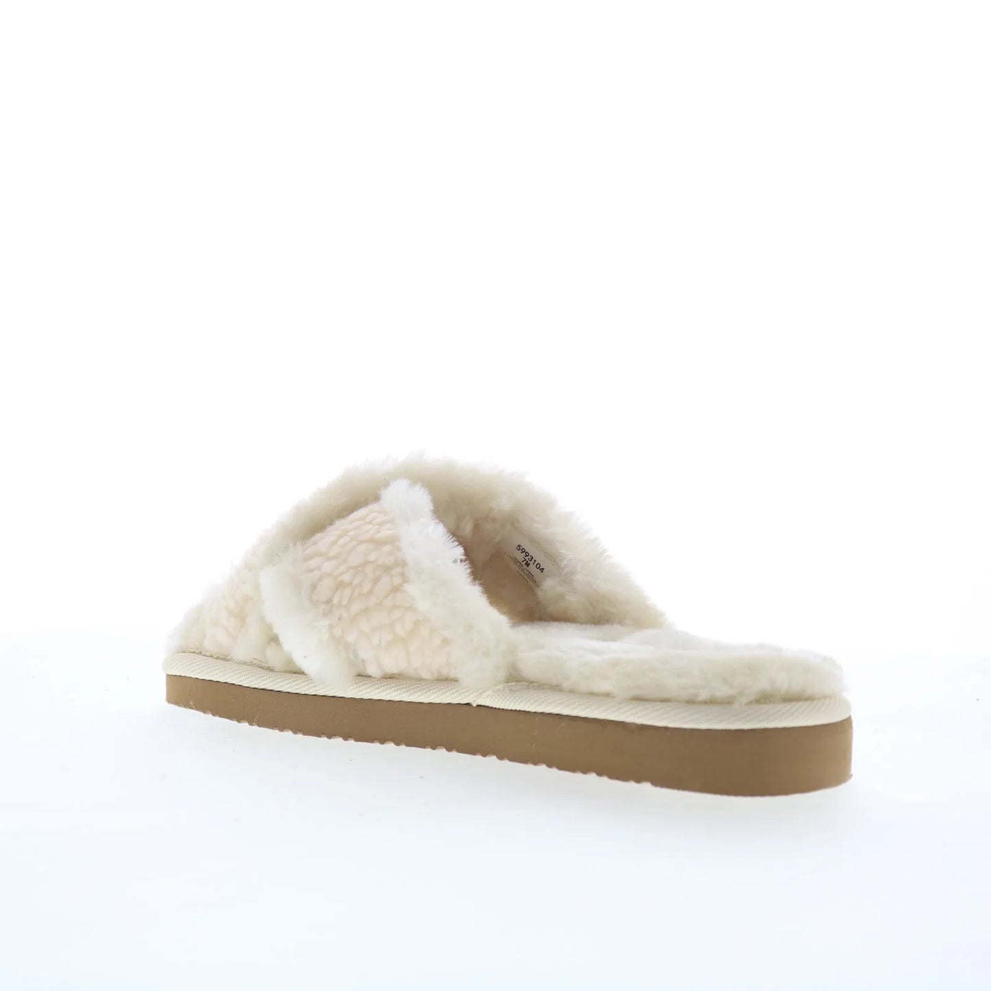 Minnetonka Teddy Crossband 5993104 Womens Beige Canvas Slides Slippers Shoes