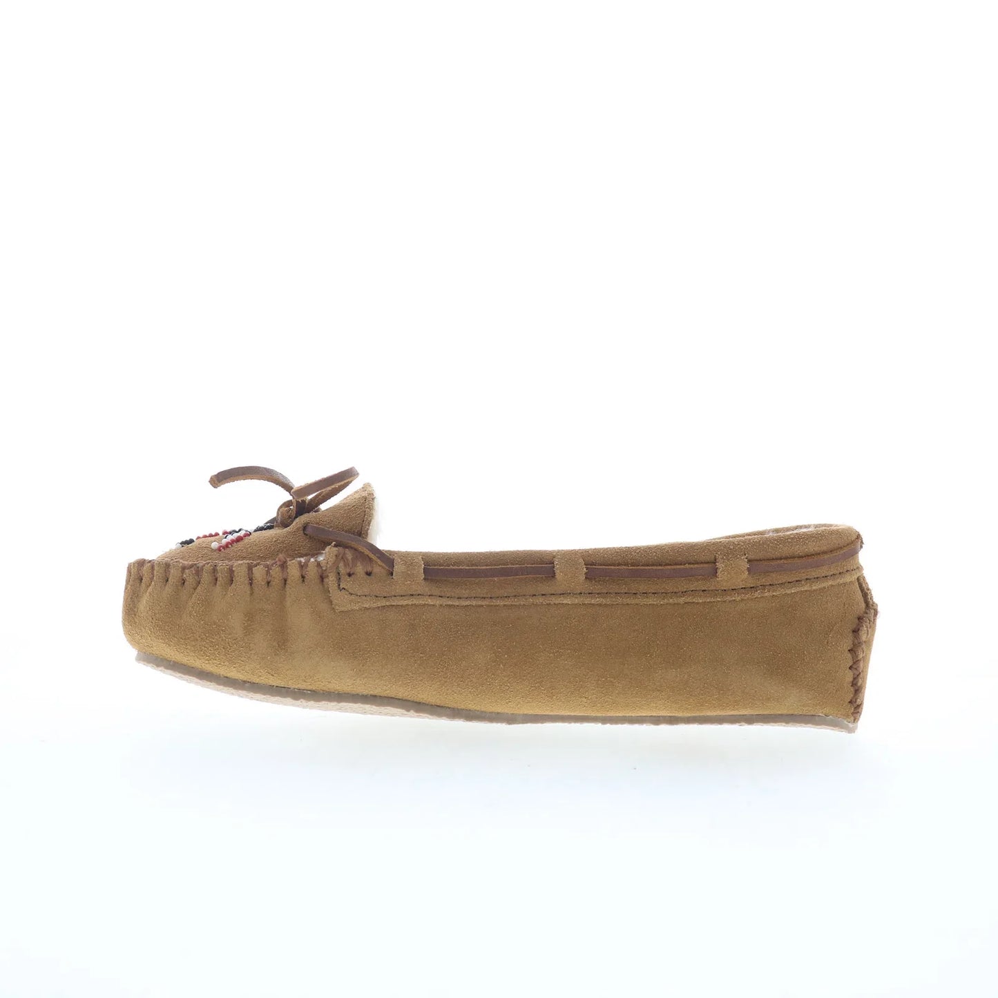 Minnetonka Thunderbird Animikii Cally Womens Brown Suede Loafer Flats Shoes