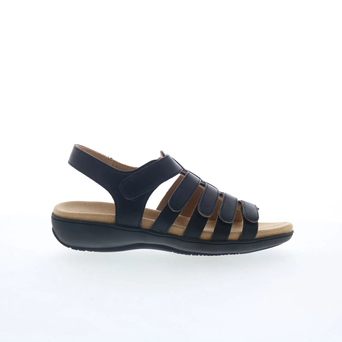 Trotters Tiki T2109-001 Womens Black Leather Strap Sandals Shoes