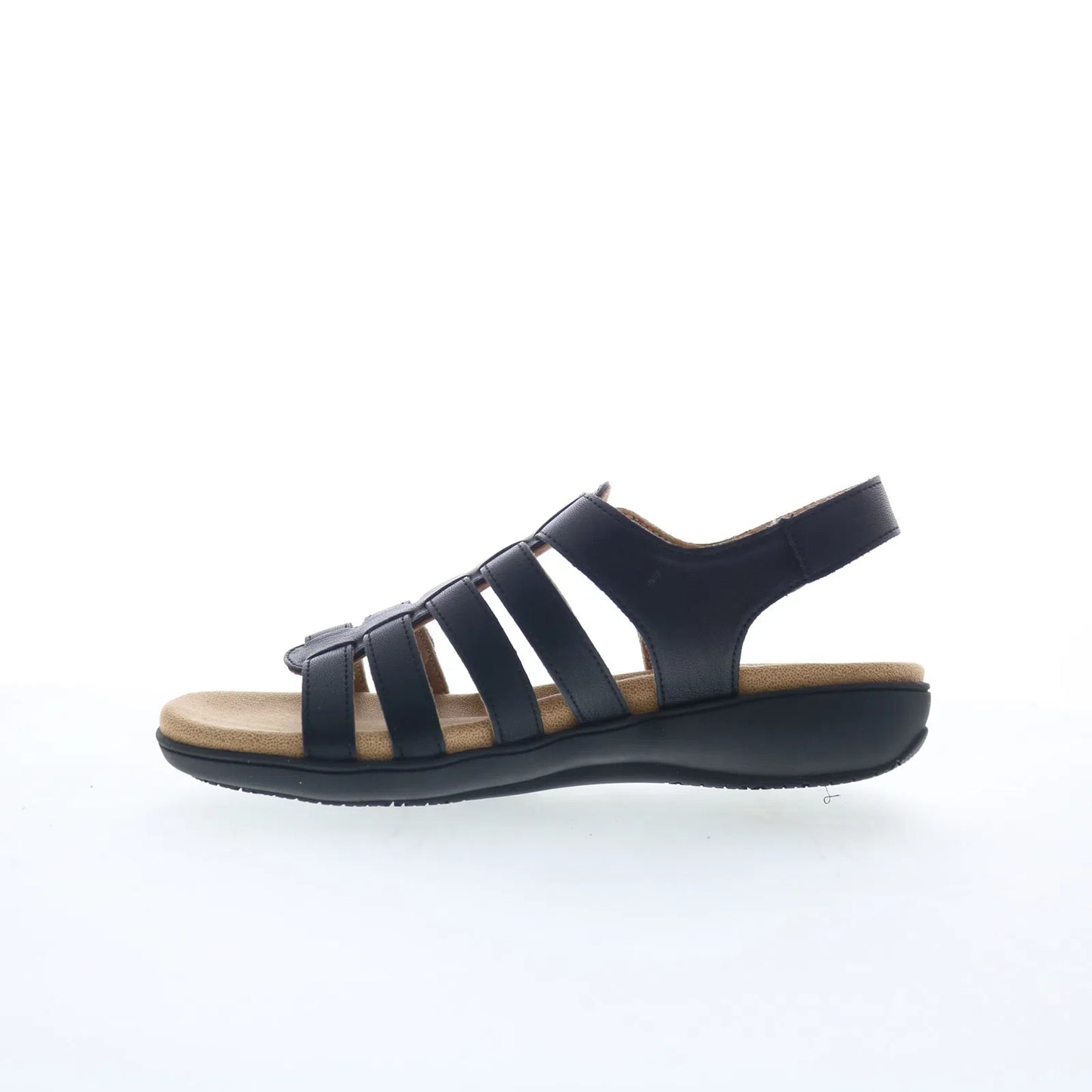 Trotters Tiki T2109-001 Womens Black Leather Strap Sandals Shoes