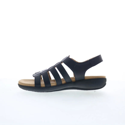 Trotters Tiki T2109-001 Womens Black Leather Strap Sandals Shoes