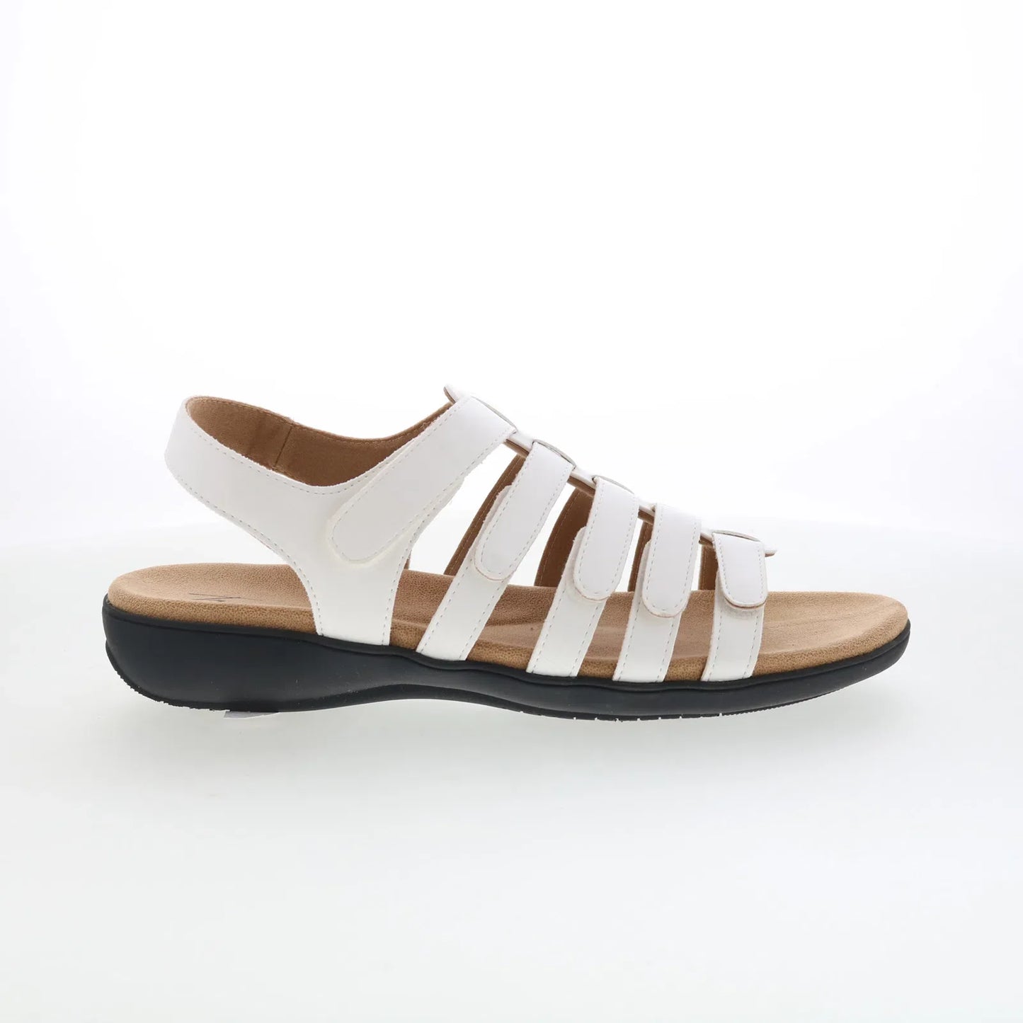 Trotters Tiki T2109-100 Womens White Leather Strap Sandals Shoes