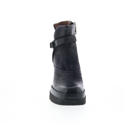 A.S. 98 Vinal Womens Black Leather Zipper Ankle & Booties Boots