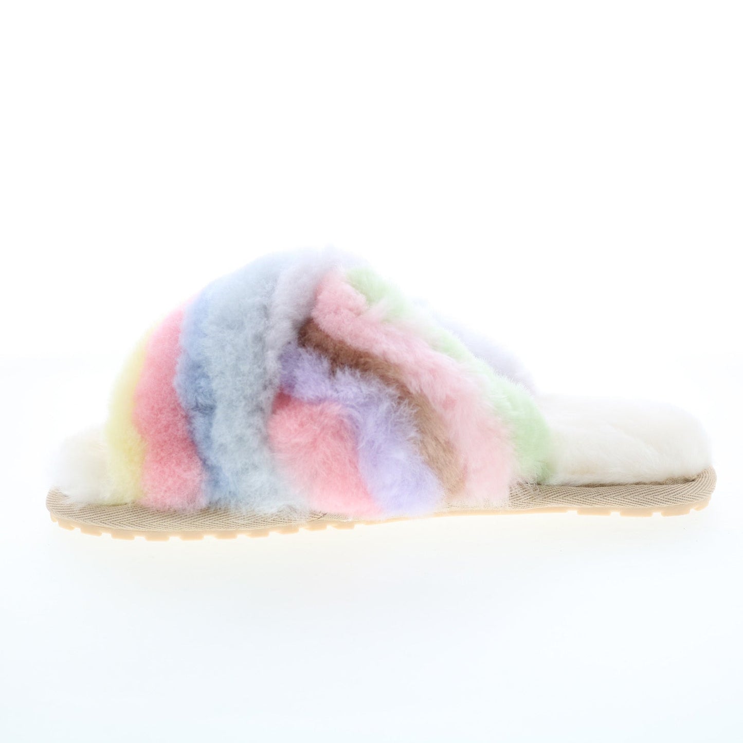 Emu Australia Mayberry Rainbow W12475 Womens Beige Leather Slides Slippers Shoes