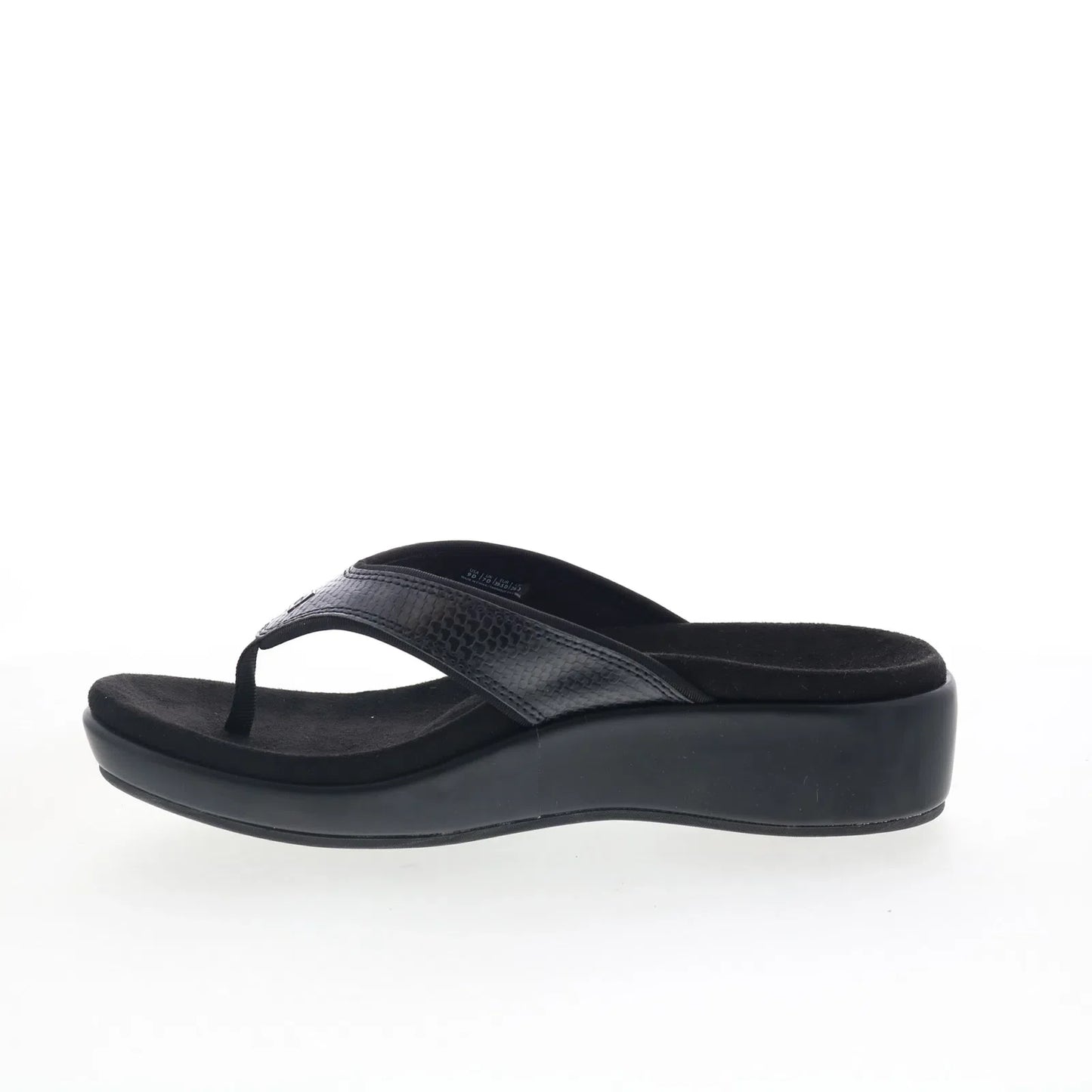 Spenco Weekend SP1076BLK Womens Black Leather Flip-Flops Sandals Shoes