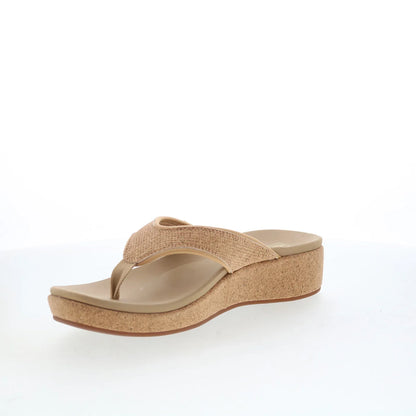 Spenco Willow Wedge SP1227CRK Womens Brown Canvas Flip-Flops Sandals Shoes