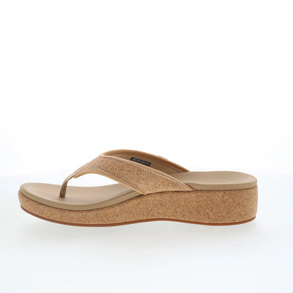 Spenco Willow Wedge SP1227CRK Womens Brown Canvas Flip-Flops Sandals Shoes