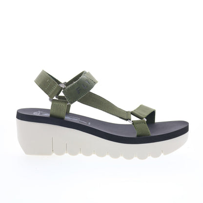 Fly London Yefa YEFA726FLY-006 Womens Green Leather Platform Sandals Shoes