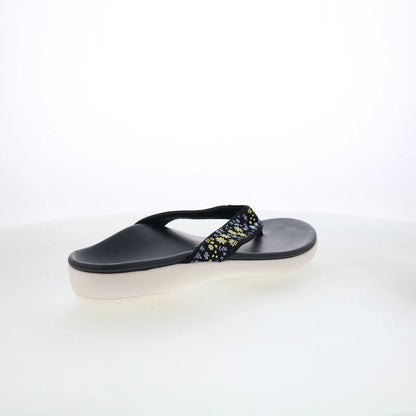 Spenco Yumi Dainty Floral SP1128BLK Womens Black Flip-Flops Sandals Shoes